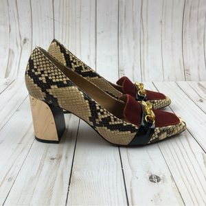 Tory Burch Red and Gold Heels